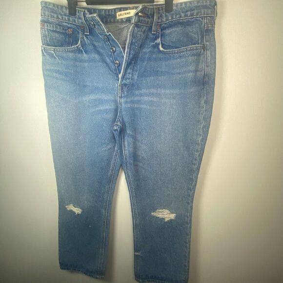 GRLFRND Other - GRLFRND Light Blue Distressed Relaxed Jeans